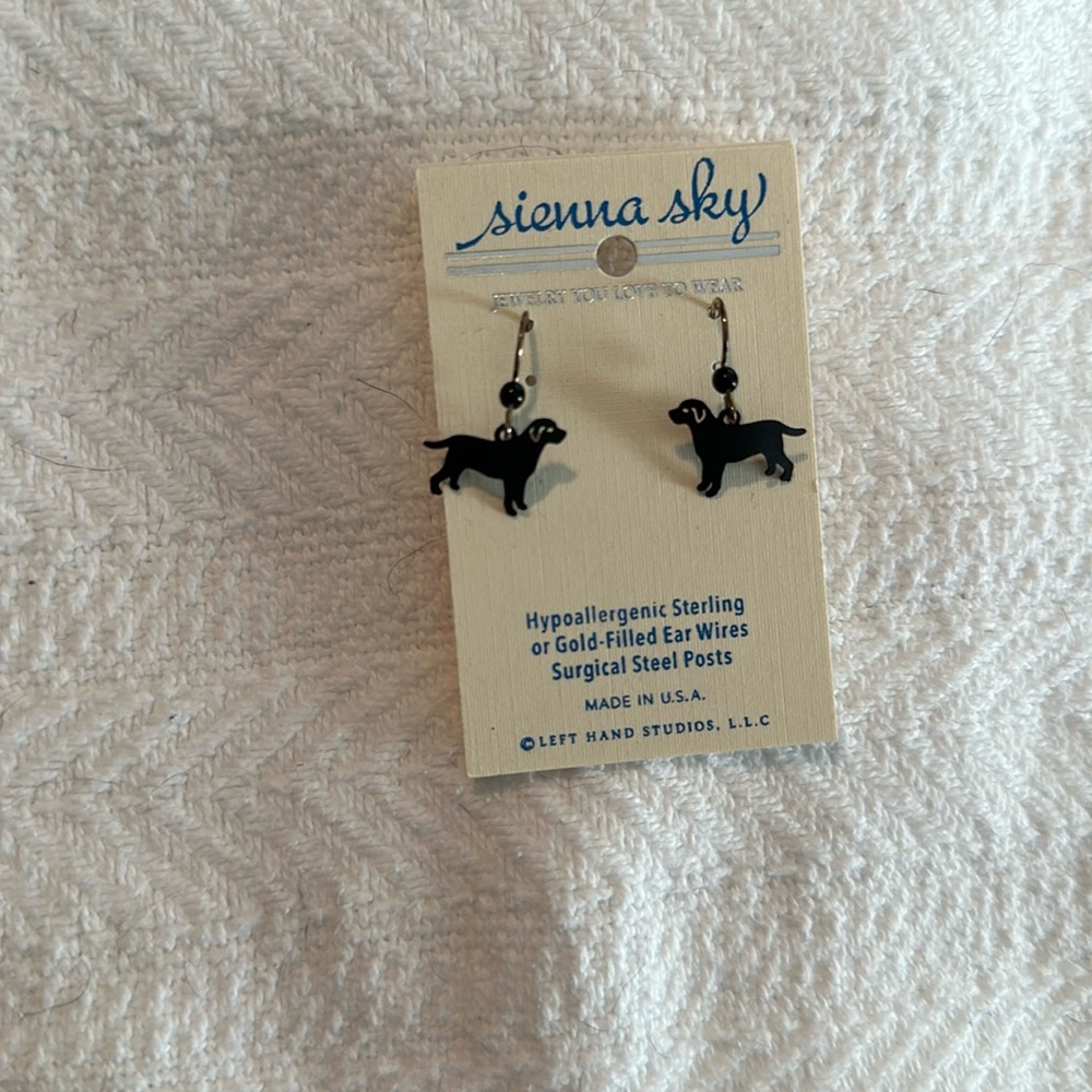 Black dog earrings - never worn